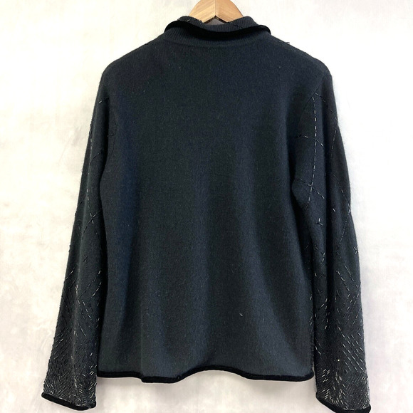VTG Marisa Christina Cardigan Sweater Womens Medium Lambswool Angora Beaded Glam - Picture 2 of 6